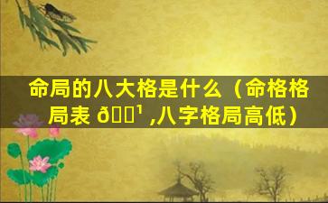 命局的八大格是什么（命格格局表 🌹 ,八字格局高低）